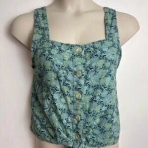 blue floral button tank top size XXL Sonoma #1019